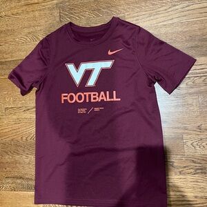 Nike Maroon VT Football Kids Short Sleeve Tee